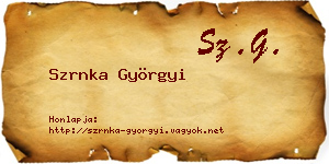 Szrnka Györgyi névjegykártya